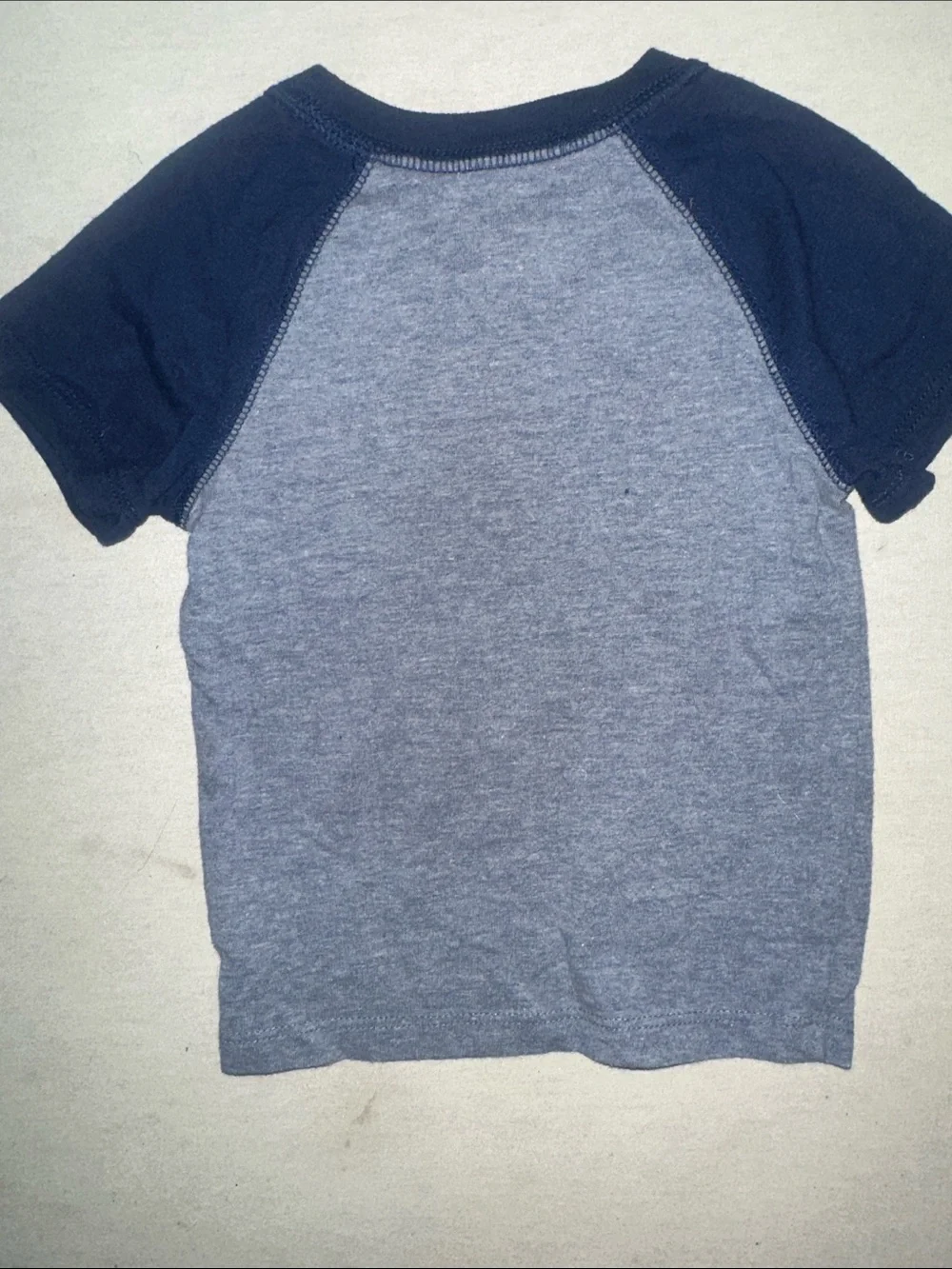 Kids Size 12M Cat & Jack Short Sleeve Raglan Tee - Navy Sleeves, Heather Blue
